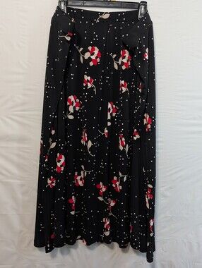 Woman Within Size 2X Midi Skirt Floral Polka Dot Feminine Elastic Waist Flowy
